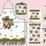 Printed Cotton Pot Holder Glove Towel Apron Kitchen Textile Set thumbnail-1