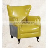 Hot sale furniture living room yellow leather modern metal sofa
