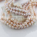 Pink Lavendar Color Potato Shape A Grade Rings 8-9mm Natural Color Pearl Strand thumbnail-2