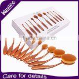 Professional Cosmetic Gold 10pcs Makeup Oval Brush Set With Retail Box thumbnail-1
