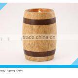 Small Pine Wooden Barrel for Packing Glass Candle Holder thumbnail-2