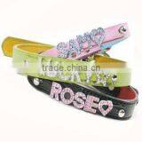 Custom DIY Charming Pu Dog Collars With 10mm Letters Sliders
