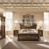 European Classic Wooden Hand Carved Gold Plated Bedroom Furniture/Italian Luxury Home Furniture Set(MOQ=1 SET) thumbnail-1