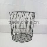 Metal Wire Laundry Basket, Black/white thumbnail-1