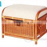 Ottoman Footstool Pouf Stool Storage W/Basket,Home Rattan Wicker Furniture thumbnail-1