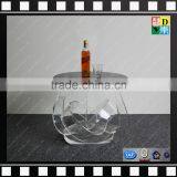 Clear Acrylic Small Round Coffee Table Glass and Marble Base Cafe Table From Shenzhen Yidong thumbnail-2