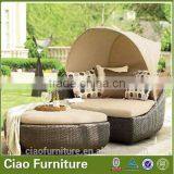 Outdoor Rattan Daybed With Canopy Leisure Garden Bed thumbnail-1