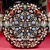 Black Marble Stone Inlay Table Top Marble Inlay Coffee Table Top thumbnail-1