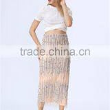 Latest Ladies Elegant Fashion Beautiful Party Skirt Sequin Beading Embellishment Skirt Long Skirt thumbnail-4