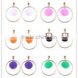 Fashion Colorful Pompon Gold Plated Hoop Earrings for Women Accessories thumbnail-1