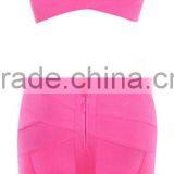 2015 Elastic Knitted Rayon HL Mini Sexy Hollow Out Bodycon Womne V Neck Bandage Dress Red Yellow thumbnail-4