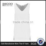 New Arrival Women White V Neck Tunic Vest Plain Chiffon Summer Sleeveless Clothing thumbnail-1