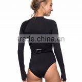 Long Sleeve Zipped Rashguard One Piece Crew Neckline Front Zip Swimsuit Custom Bodysuit Polyester Spandex Stretchy Material thumbnail-3