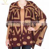 Cardigan Style Lady Custom Intarsia Wool Poncho Sweater thumbnail-2