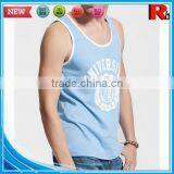 China Custom Wholesale Men Polyester Screen Printed Low Cut Tank Tops for Sale thumbnail-4