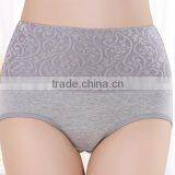 Factory OEM Plain Solid Color 95%Cotton 5%Elastane Embroidery Logo Design High Quality Elastic Band High Waist Women Underwear thumbnail-1