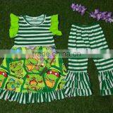 New Design Fox Print Dress Girl Cotton Flutter Top and Baby Icing Ruffle Pants Children Boutique Clothes Sets thumbnail-4