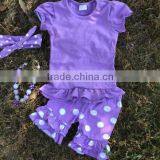 2016 New Baby Girl Purple White Dot Set Outfits With Matching Necklace and Headband Set thumbnail-1