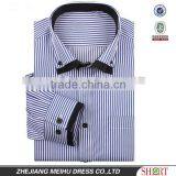 Men's Blue and White Stripped Button Down Collar Office Work Shirt thumbnail-1
