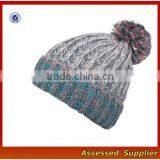 High Quality Hand-knitted Winter Cap Thick Knitting Wool Beanie Hat With Pom Pom thumbnail-4