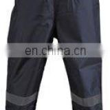 Rain Pants in Black Color, Front Fly Closed with Buttons and Zippers
