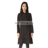 OEM Service Elegant Black Body Fit Wool Ladies Topcoat thumbnail-1