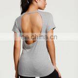 Yihao Hot Sale Superb Design Women Cotton Sexy Fitted Blank T-shirts With Sexy Girl Charming Women T-shirt Women Fitness Tank thumbnail-3