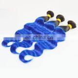 Hot Selling Top Quality Full Cuticle Brazilian Virgin 2 Tone Color Ombre Hair Color 1B/Blue thumbnail-2
