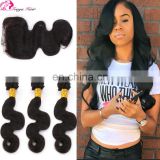 Large stock fast delivery body wave virgin malaysian hair bundles with closure