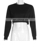 Women Custom Plain Crew Neck Basic T Shirt Crop Hoodie Sweatshirt thumbnail-5