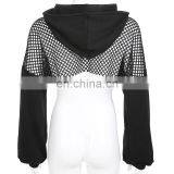 Hot Wholesale Women's Ladies Sexy Printed Long-sleeved Solid Short Mesh T-shirt thumbnail-6