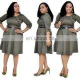 LAITE D2117 Autumn Women Splicing Casual Dresses Women Plus Size Dresses With Belt thumbnail-1