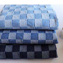 10oz 100%Cotton Jacquard Blue Checkered Fabric Washed Denim Material W068 thumbnail-5