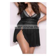 New Middle East 5XL Sexy Lingerie Sexy See-through Mesh Slit Sling Nightdress Dropshipping Lace Women's Plus Size Underwear thumbnail-1