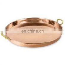 Copper Plated Hammered Tray With Handle thumbnail-1