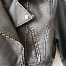 Spring/Autumn Women's Washed Eco Leather Motorcycle Biker Jacket thumbnail-4