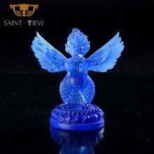 Luxury Pate de Verre Handmade Colored Crystal Ganesha Buddha Statue thumbnail-4