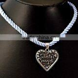 German Trachten Dirndl Schmuck Edelweiss Herz Brezel Heart Necklace