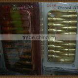 3D bullet metallic effect embossed plastics cover case for iphone 4,brown,yellow and deep red color
