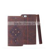 Vintage Flower Printing With Rivet Leather Case, for Iphone 6 Leather Case thumbnail-2