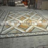 Square waterjet marble design floor tile