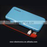 Personalized Colorful Logo Printing Slim Shape Real 4000mAh Built in Cable Portable Smart Phone External Battery Pack Power Bank