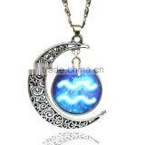 Glass Gemstone Zodiac Sign Pendant Chain Necklace Womens Jewelry thumbnail-4