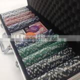 200 Pcs Clay Cosmetics Casino Poker Chip Set With Aluminun Metal Case Roulette Chips Set thumbnail-2