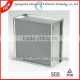 deep plated fibregalss HVAC system H14 aluminum foil high temperature HEPA filter