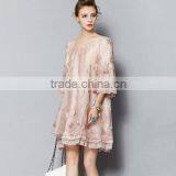 Women Embroidered Dress With Printing Loose Style thumbnail-3