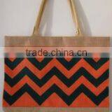 Red & Black Color 2016 Chevron Jute Shopping Bag thumbnail-1