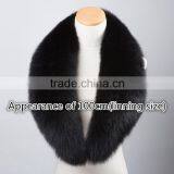 Popular Real Whole Skin Black Fox Fur Accessories Collar For Down Jacket thumbnail-4