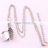 Antique Silver Plated Fashion Bowling Pin and Ball Crystal Pendant Necklace thumbnail-3