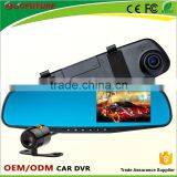 Cheapest dual mirror car camera, rear view mirror dash cam, Mirror double camera